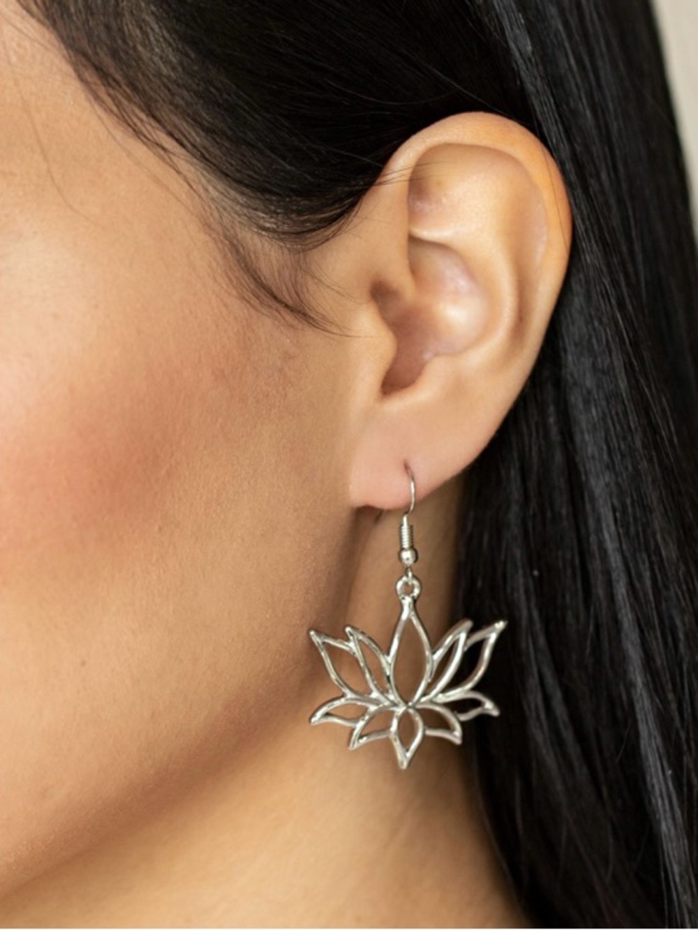 Silver Lotus flower Earrings
